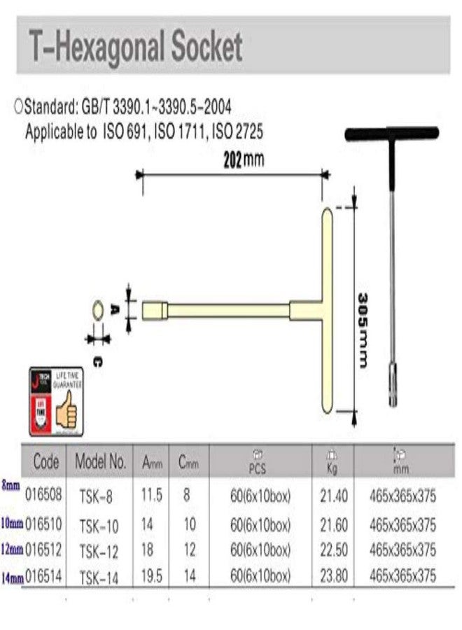 ABA t spanner set for Home and Garage use 8mm, 10mm, 12mm, 14mm SPAN04 - Image 3